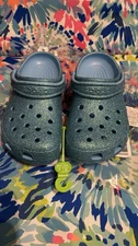 NWT Crocs Classic Blue Aqua Iridescent Glitter Clogs Men's 3, Women's 5
