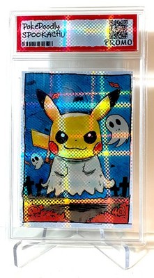 PokeDoodly Spookachu Pikachu Halloween Promo Karte 1 von 1 - Fan Art Custom Slab