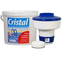 Cristal Set 5 Kg Chlor Langzeit Tabletten 200G + Chlordosierer Chlorboje Pool