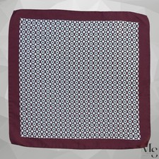 SUITSUPPLY Burgundy Geometric Pocket Square Silk Hand Rolled SQR 12.5" GD COND