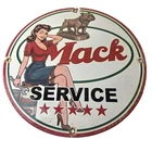 Vintage Mack Trucks Sign - 5 Star Service Pinup Girl Gas Pump Porcelain Ad Sign