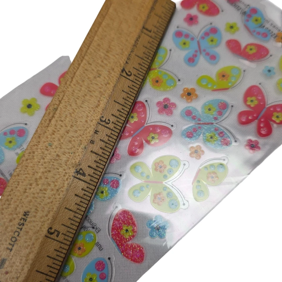 Sticko Butterflies & Flowers Stickers 45 Piece Colorful Designs 52-00276 NIP - Image 3 of 4