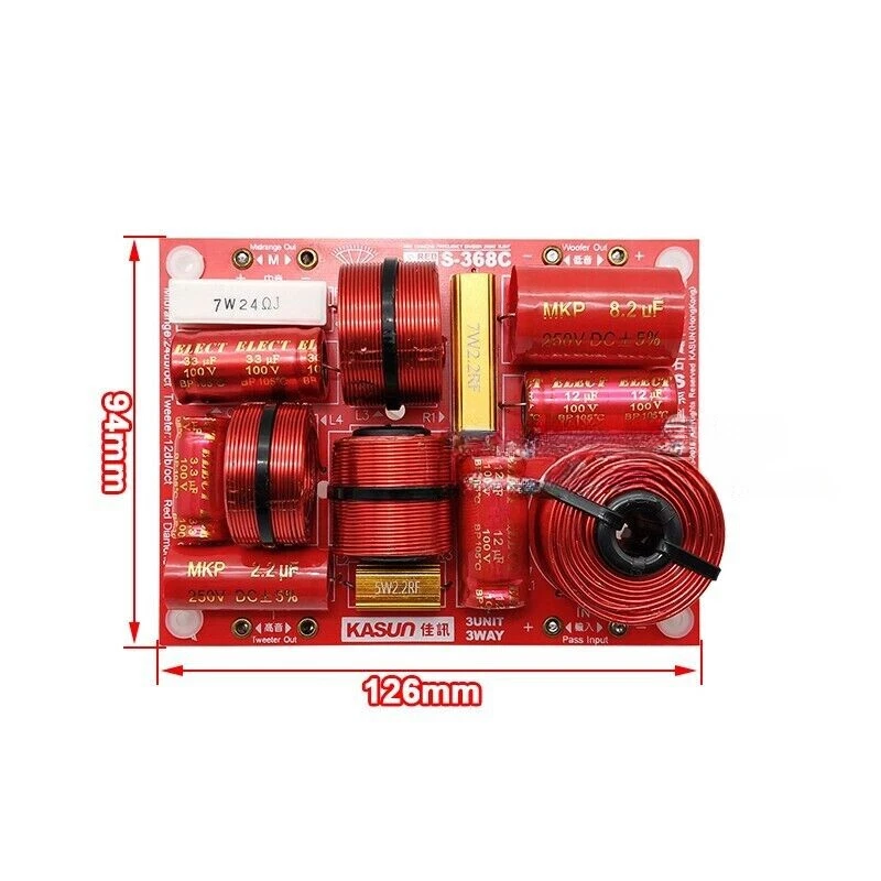 Filtro cruzado de audio de 3 vías divisor de frecuencia de altavoz de 200 W 3 unidades S-368C 1 pieza Foto 2 de 4