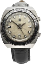 Vintage Atlantic Travelmate World Time Men's Mechanical Alarm Wristwatch Steel