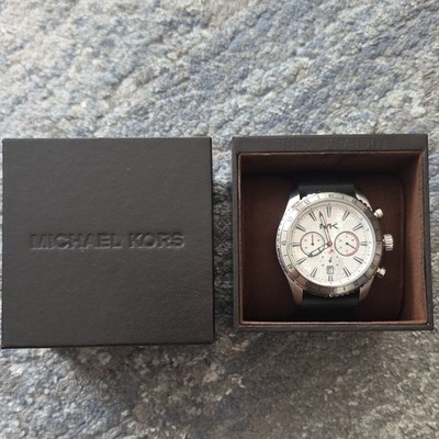 Michael Kors Herren Chronograph Quarz MK-8353 Edelstahl silber/schwarz 5 ATM Box