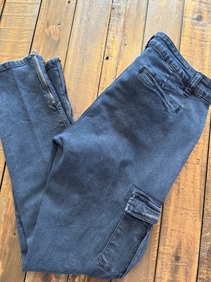 Bongo Women s Skinny Cargo Jeans Size 10 Dark Wash Zipper Ankle Denim