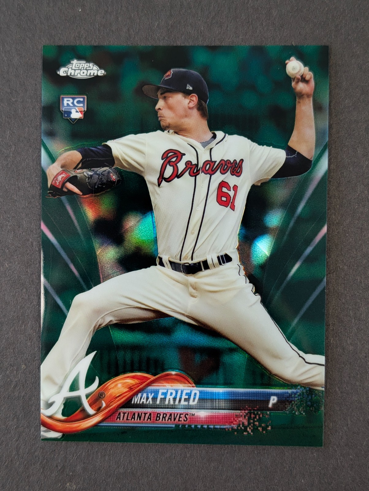 2018 Topps Chrome - Max Fried #66 Green Refractor /99 (RC)