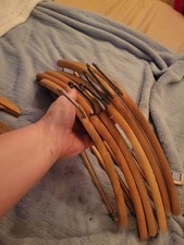 Lot of 6 Vintage Batts  Wishbone Wooden Suit Hangers 17" Moveable Bar