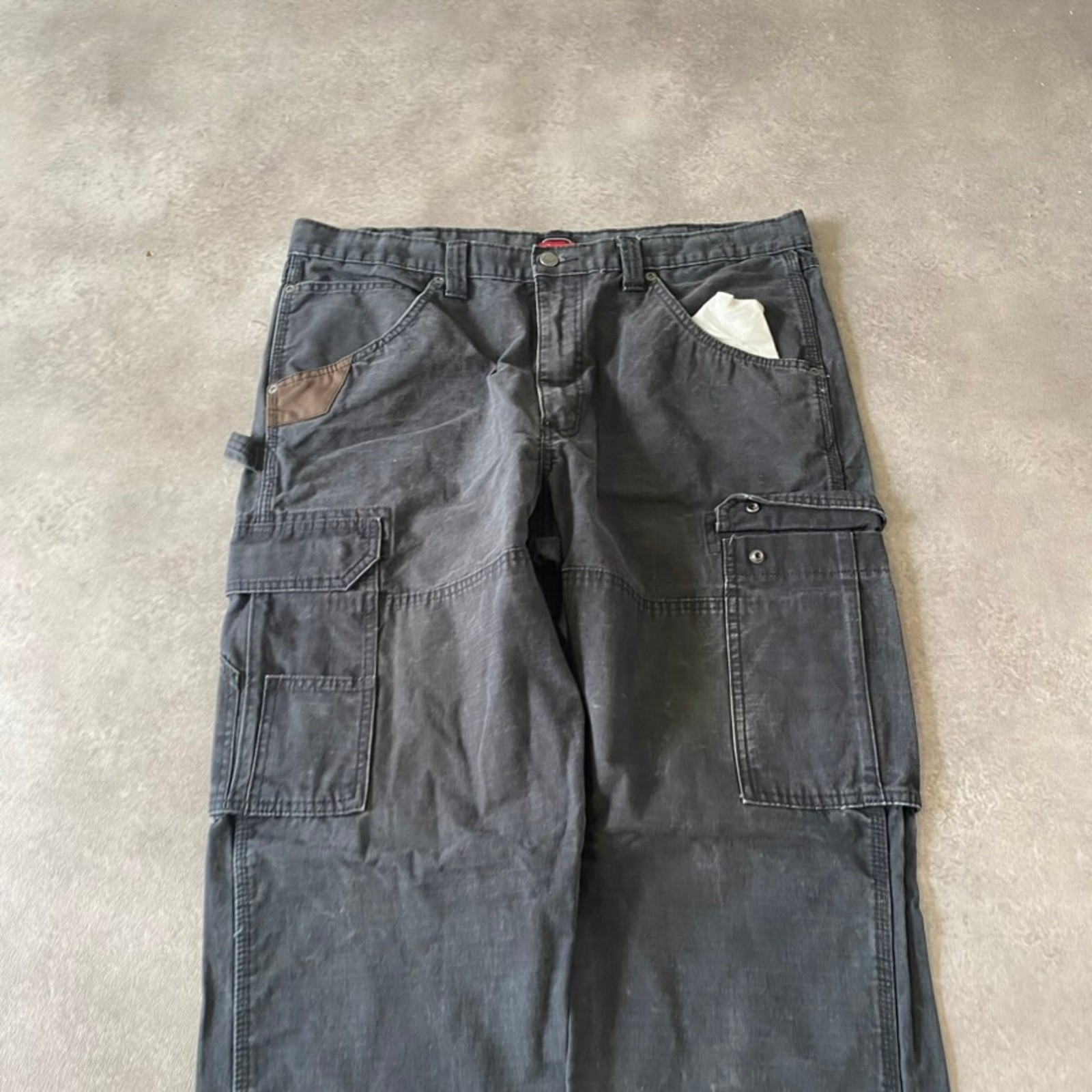 Wrangler Workwear Cargo Trousers Mens 38" Baggy Fit Utility Pants, Black image 3