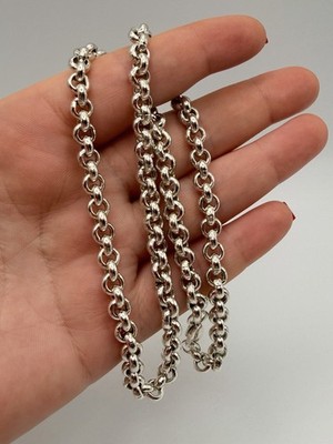 VTG Heavy Sterling Silver Belcher Chain Necklace 18 Inch   49.2g   UK Hallmarked