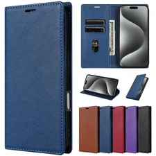 Fr iPhone 17 Pro Max Air 16 15 14 13 12 Leather Flip Kickstand Wallet Phone Case