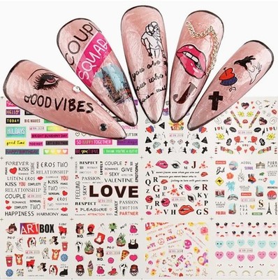Valentine's Day Nail Art Water Decals: Love Words, Letters, Sticker(Group 1)