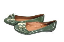 Nine West NWCOOLDUDE Zapatos Mujer Talla 7 Cuero Verde Ballet Planos Hebilla Puntera