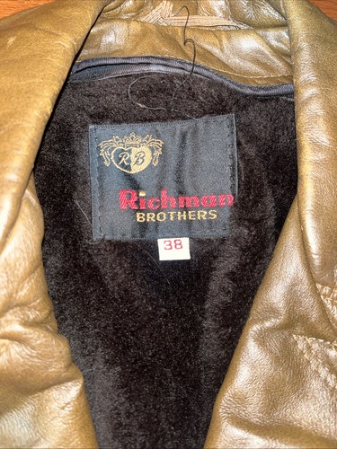 Vintage Richman Brothers Retro Ledermantel Herren 38 braun Knopf 70er - Bild 3 von 11