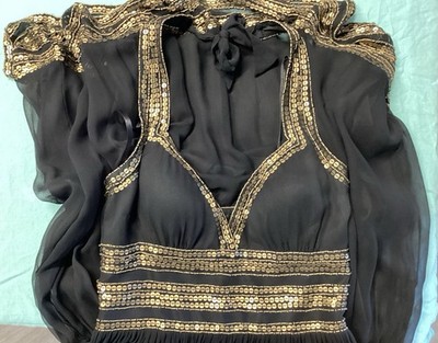 Y2K-GrecianStyle-Cache-Black HalterDress Sz2-NYE-Prom-Party 100% Silk Shell