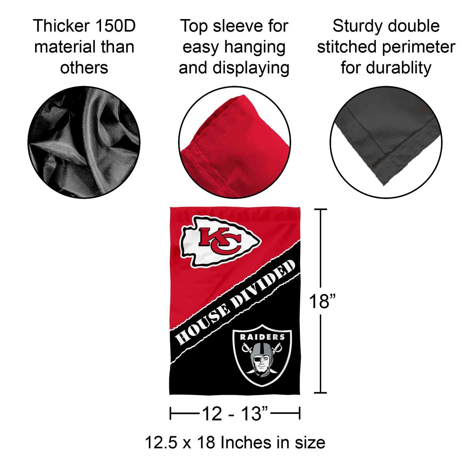 House Divided Chiefs and Raiders Garden Flag and Yard Banner
