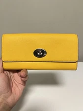 COACH Yellow Leather Pop Slim Envelope Wallet F52345
