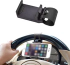 Adjustable Car Phone Holder - Universal Steering Wheel Mount (Black)