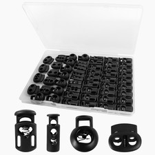 60 Pack 4 Sizes Plastic Cord Lock, Spring Toggle Stopper With, Draw String Clip