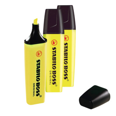 3 x Stabilo Textmarker Leuchtmarker Original Boss 2-5 mm gelb
