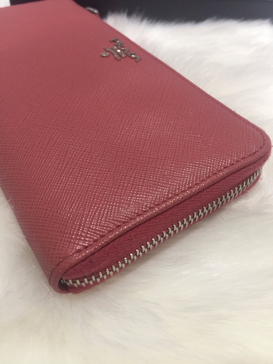 PRADA Saffiano Leather Zip Around Continental Long Wallet