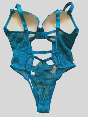 $95 VICTORIAS SECRET SEXY TEDDY BLING SHINE STRAPS PUSH-UP LINGERIE  TURQUOISE XL | eBay