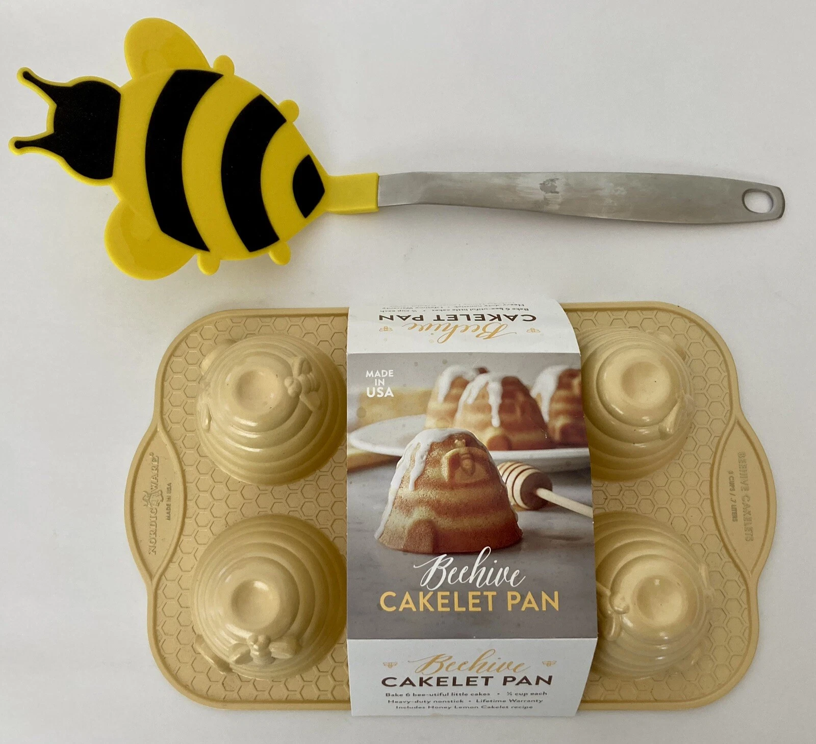 NEW Nordic Ware Beehive Cakelet Pan + Tovolo Bee Turner Set Gift Baking
