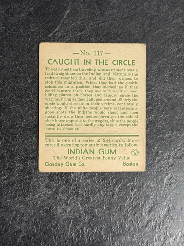 1933 Goudey Indian Gum Caught In The Circle #117 Good Series of 264 Free Ship - Picture 2 of 2