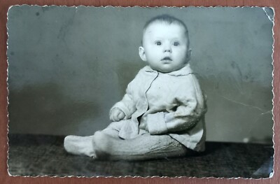 1971 Vintage Old Photo Baby Lenochka Sitting on a Sofa Photo USSR antique