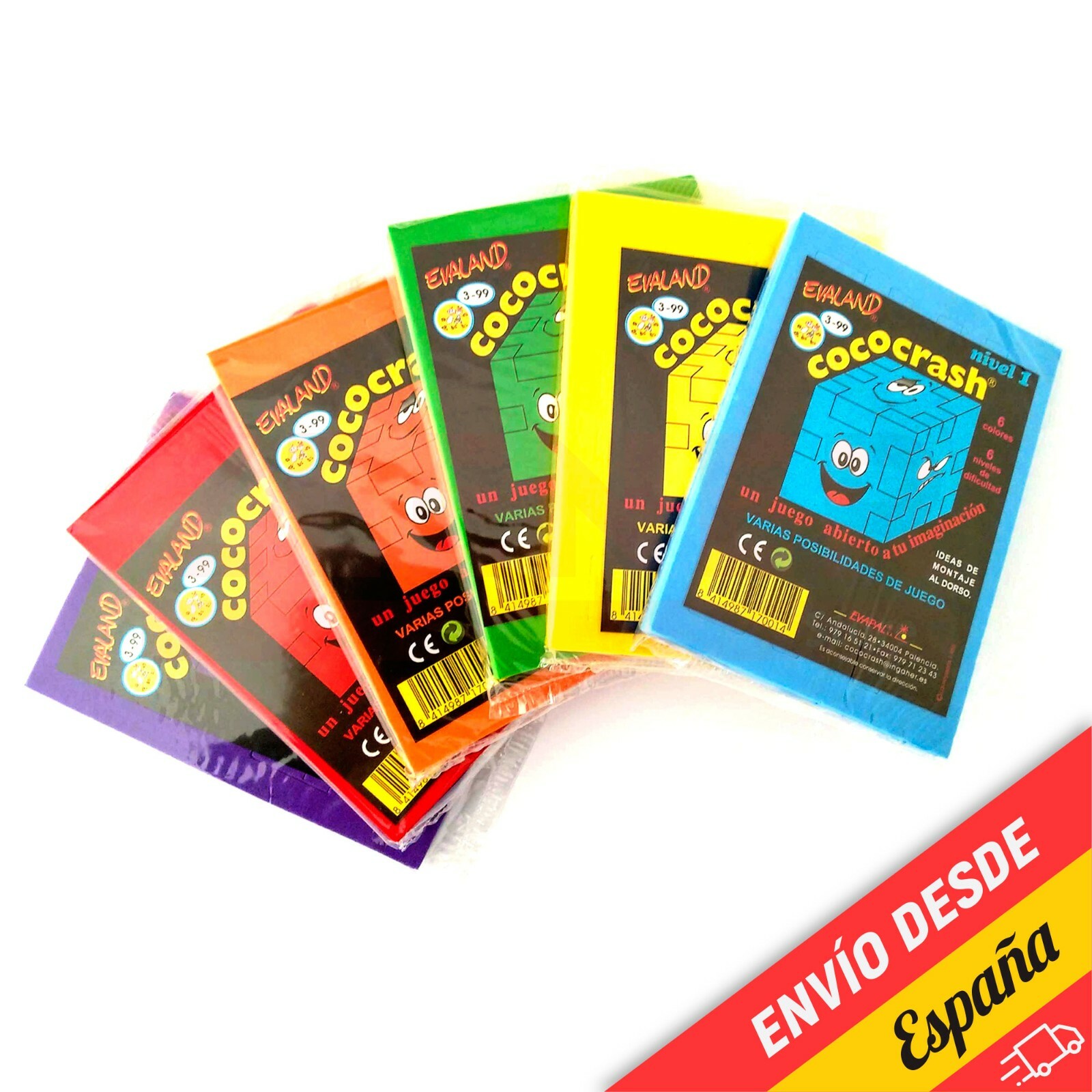CocoCrash Lote de 6 colores con 6 niveles - Evapal Evaland Puzzle COCO-CRASH