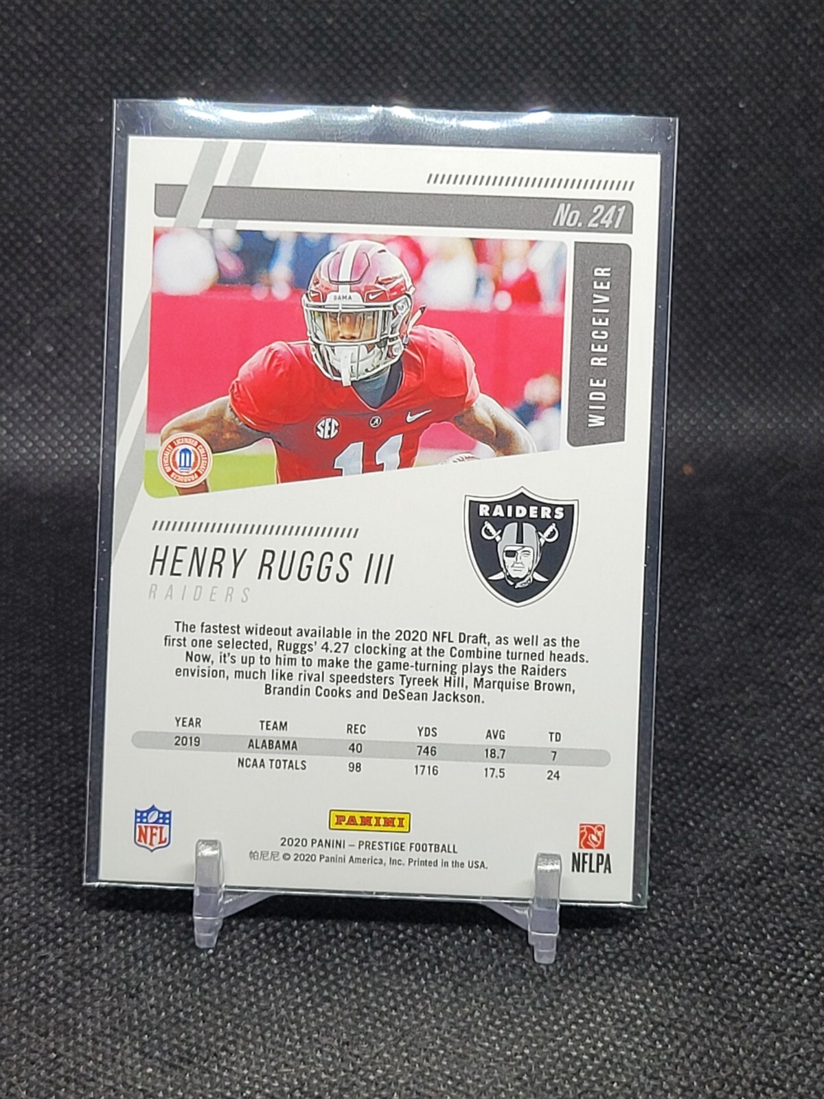 Henry Ruggs III 2020 Panini Prestige Rookie Card RC 241 Raiders (JP