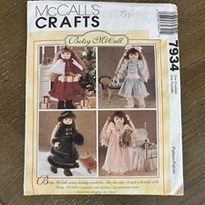 1996 McCalls 7934 Betsy McCall Doll Wardrobe 4 Designs Fit 18  Doll Uncut