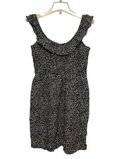 NWT LOFT Outlet Polka Dot Sleeveless Flutter Strap Size Small Smocked Mini Black