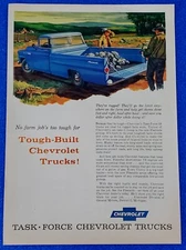 1958 CHEVY FLEETSIDE WORK / FARM TRUCK CLASSIC PRINT AD AMERICAN HEARTLAND ICON