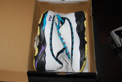 FILA Drst 97 Xray Tracer Size 8.5 White/Atomic Blue/Black w/ Teal Laces FILA DSTR97 X RAY TRACER White Atomic Blue /purple 1RM00649  main image 2