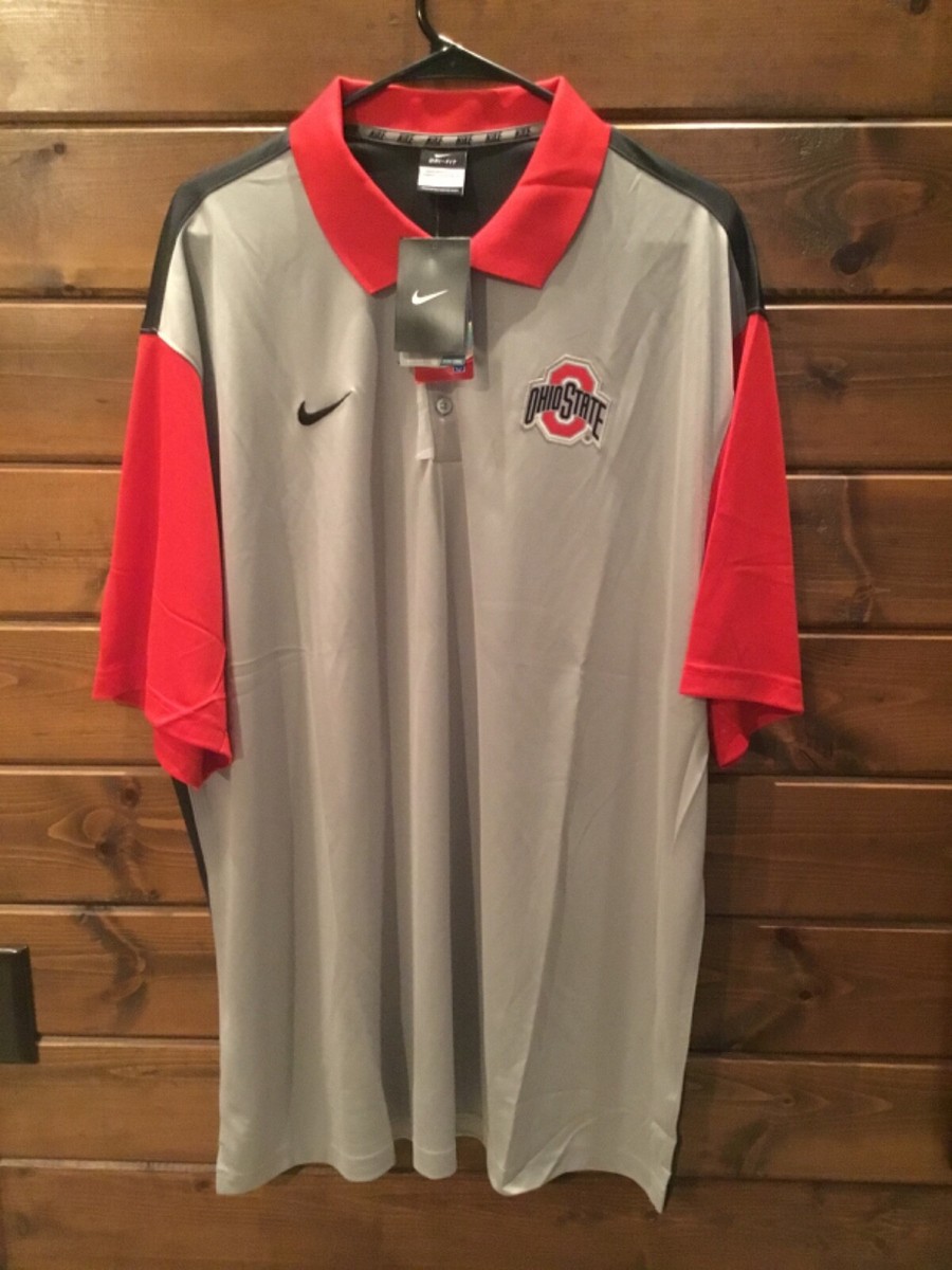 Ohio State Buckeyes Preseason Gray, Red, Black Nike Dri-Fit Polo Shirt Size  3XL