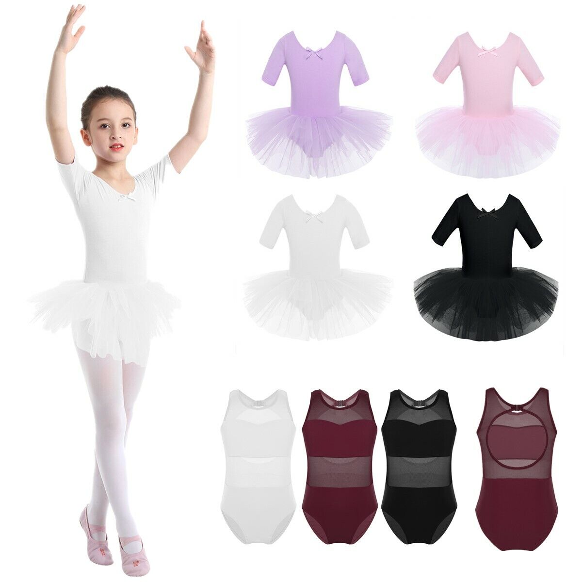 US Girls Short Sleeves Ballet Leotard Tutu Dance At the price of surprise National products Gymnasti Dress