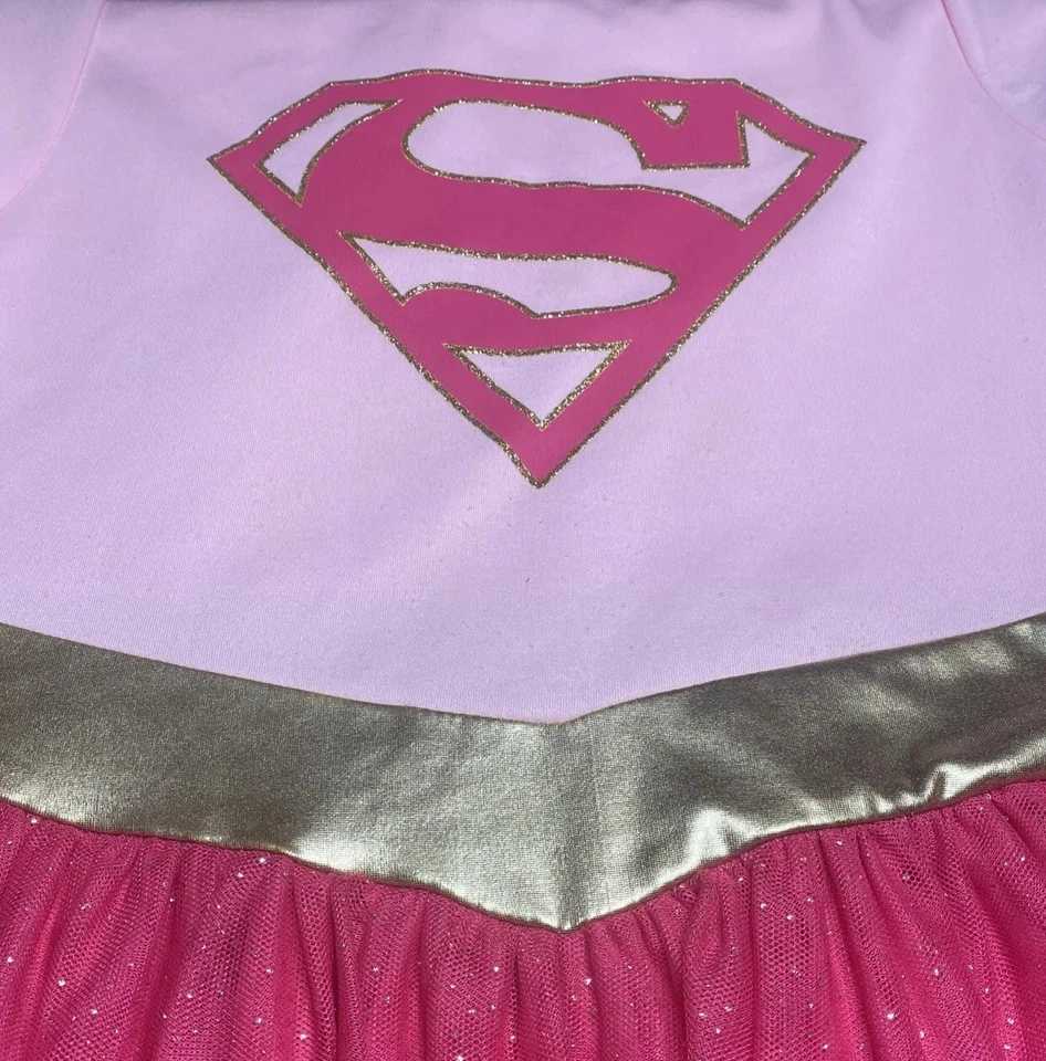 Vestido Disfraz Supergirl Rosa Niñas Niños Talla XL 14/16 con Capa Rosa Caliente Foto 2 de 4