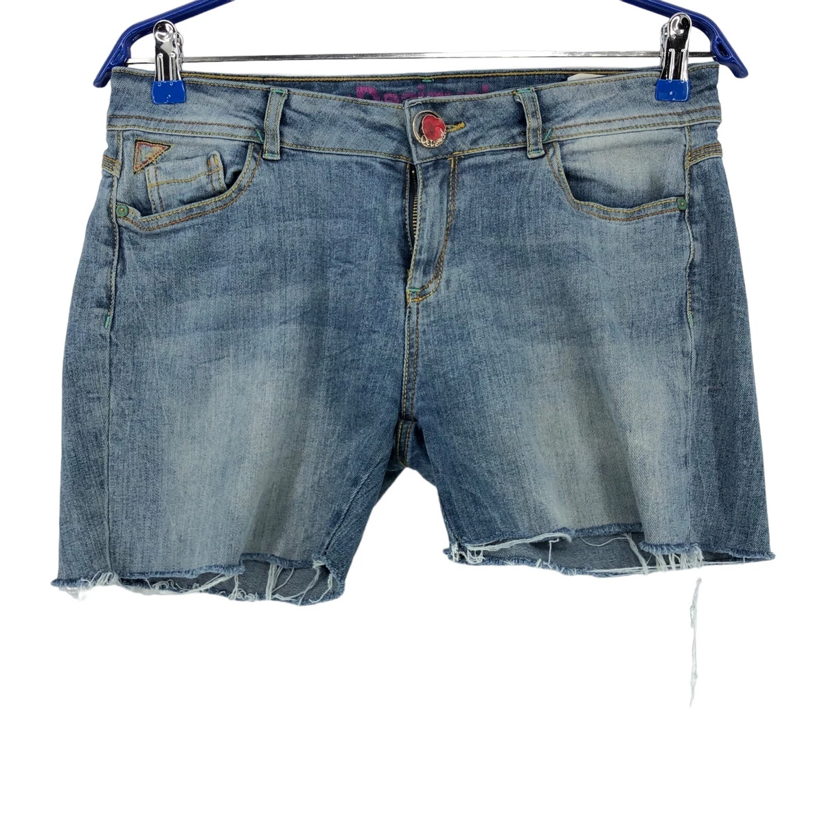 Short Femme Desigual Taille 26 (XS) - Réf 19WWDDX0/1000, En Jean Blanc - Neuf Avec étiquettes