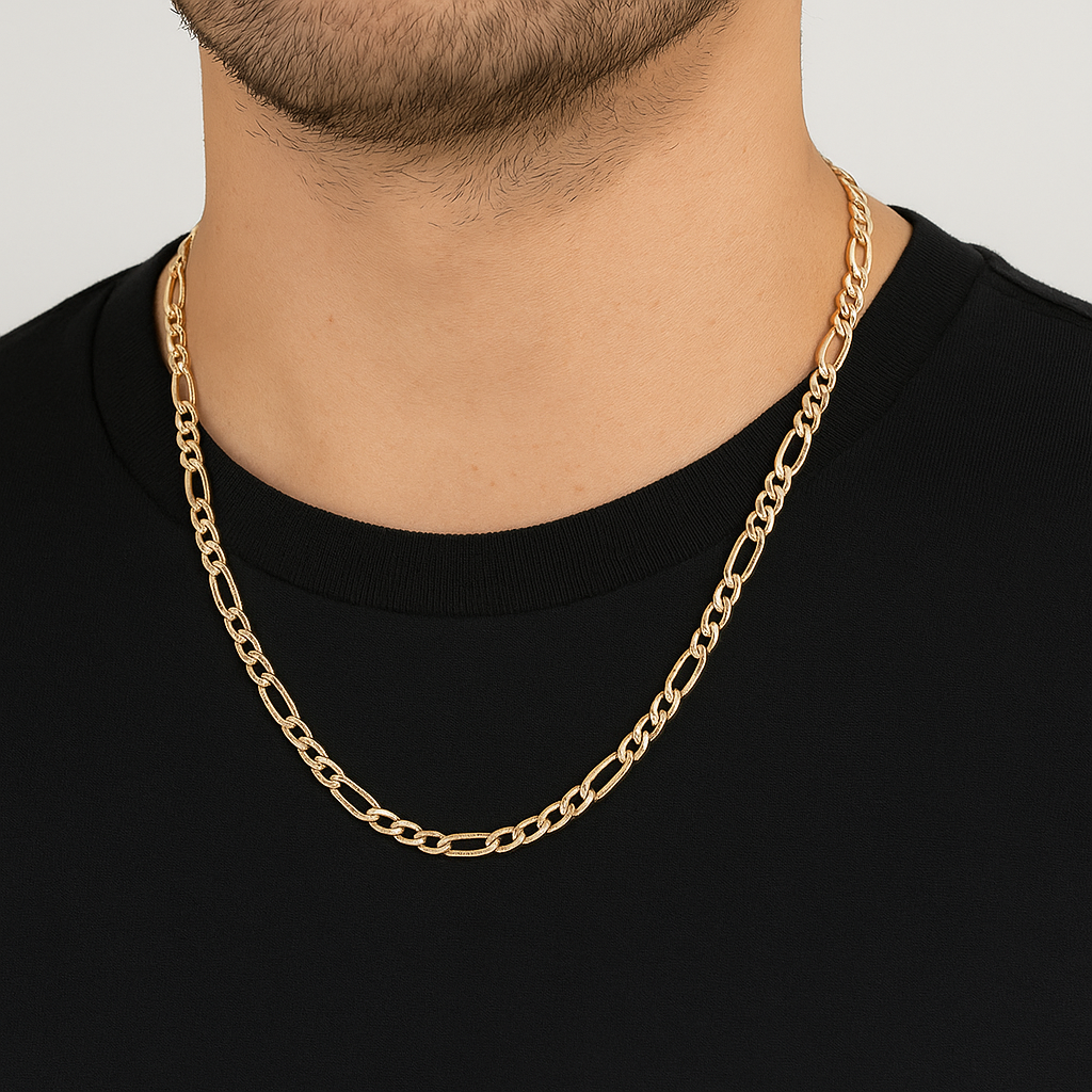 14K Yellow Gold Filled 4mm Figaro Chain Link Necklace 20