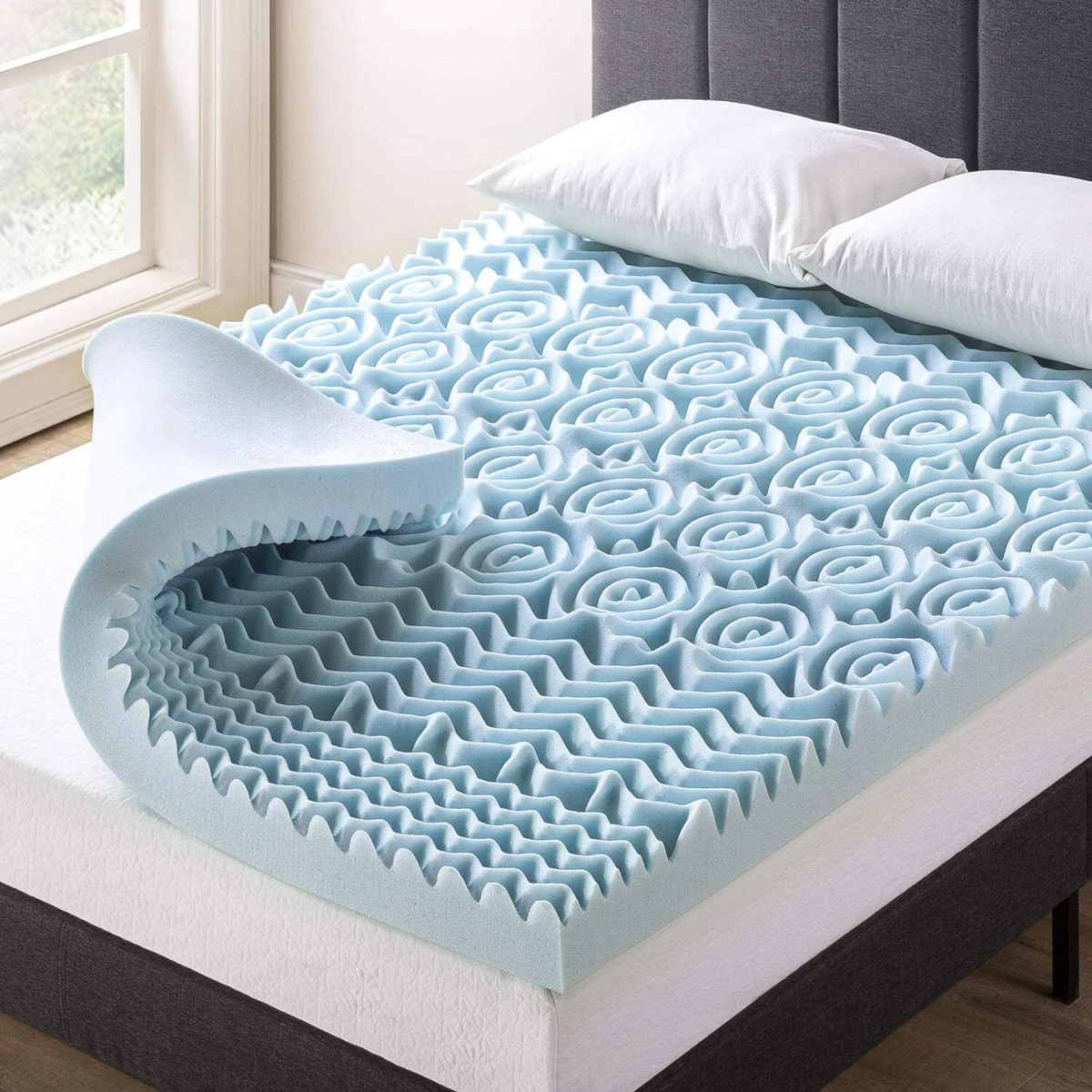4 Inch 5-Zone Memory Foam Mattress Topper Cooling Gel Infusion Prevent Heat  New | eBay