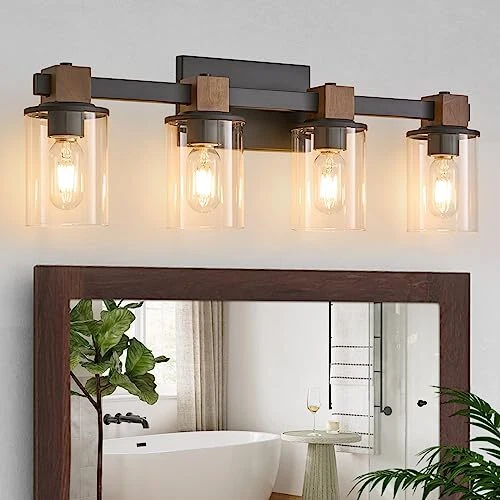 Wood vanity cheap light fixture