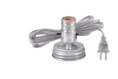 BP Lamp Zinc Mason Jar Electric Lamp Adapter with cord #30298