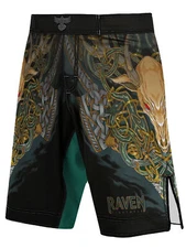 Raven Fightwear Men's Celtic MMA Shorts BJJ Black/Green 