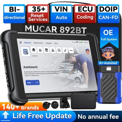 MUCAR 892BT Car Bidirectional MU AI Scanner E.CU Coding Reset ODO Check IMMO