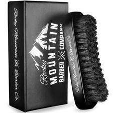 Men's Hair Brush- 100% Pure Black Boar Hair Natural Bristle for Beard, Mousta...