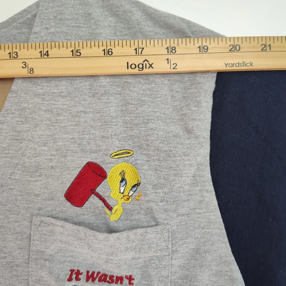 Camiseta De Colección Looney Tunes Piolín Para Mujer 2XL Gris Bordada Abotonada Foto 3 de 4