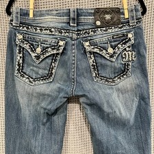 Miss Me Easy Boot Bootcut Jeans Womens Size 28 Embellished Bling JE5453E9L