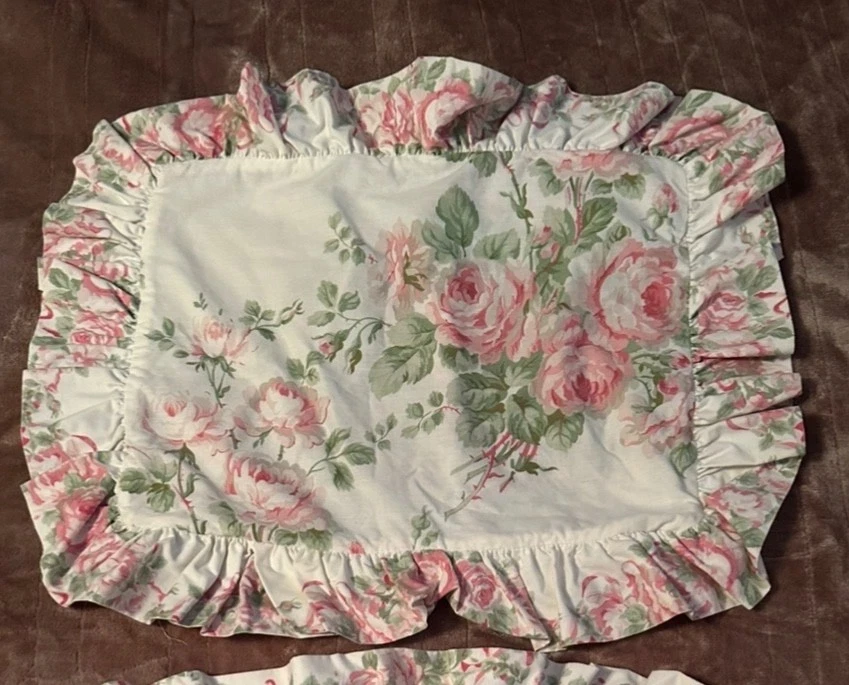 VTG Laura Ashley Country Rose Pink Ruffled Throw Pillow Covers Shabby Chic
Opens in a new window or 