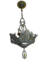 1930s Art Deco 5 Light slip shade Fixture